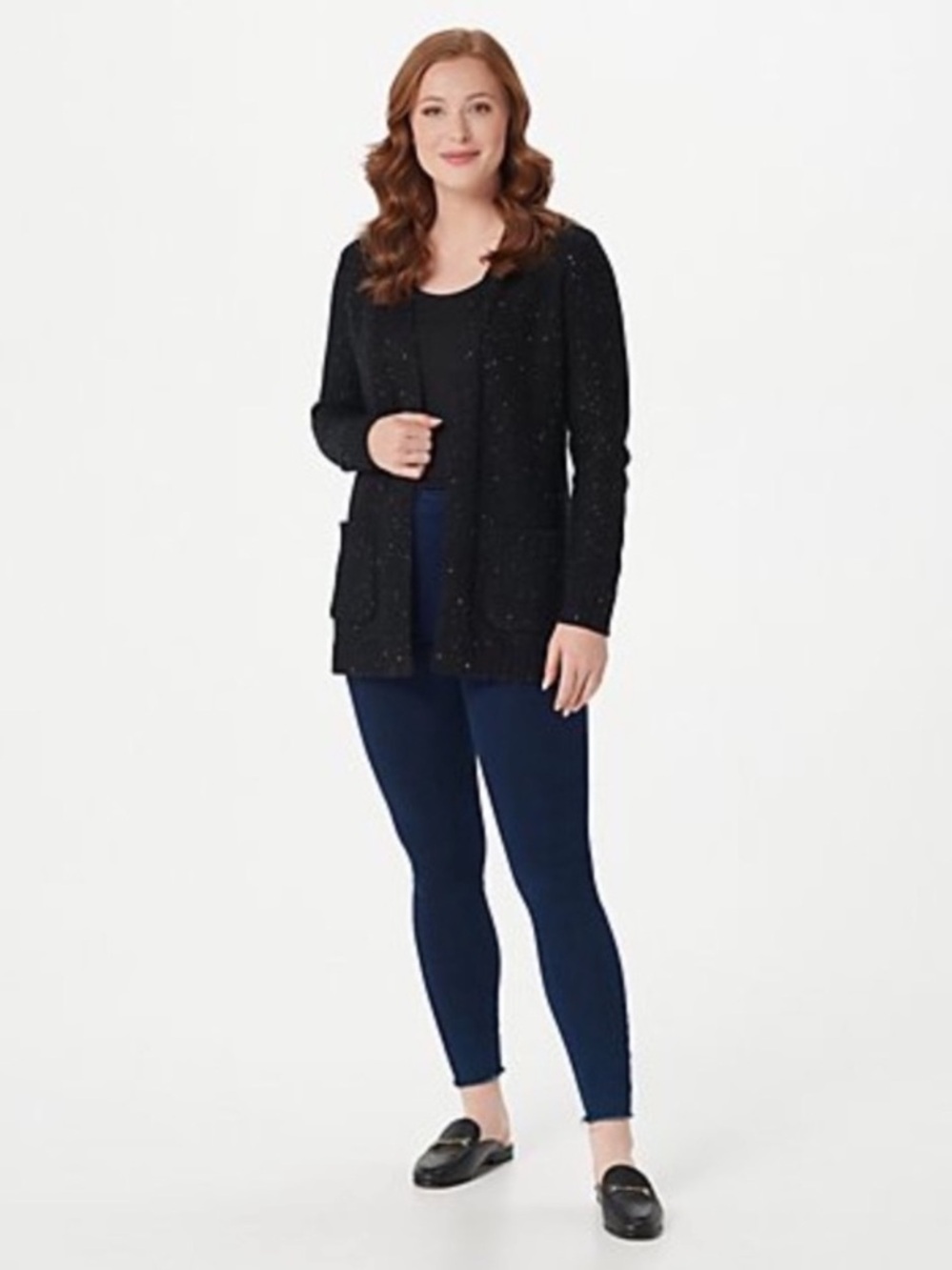 NWOT Isaac Mizrahi Open Front Sequin Cardigan